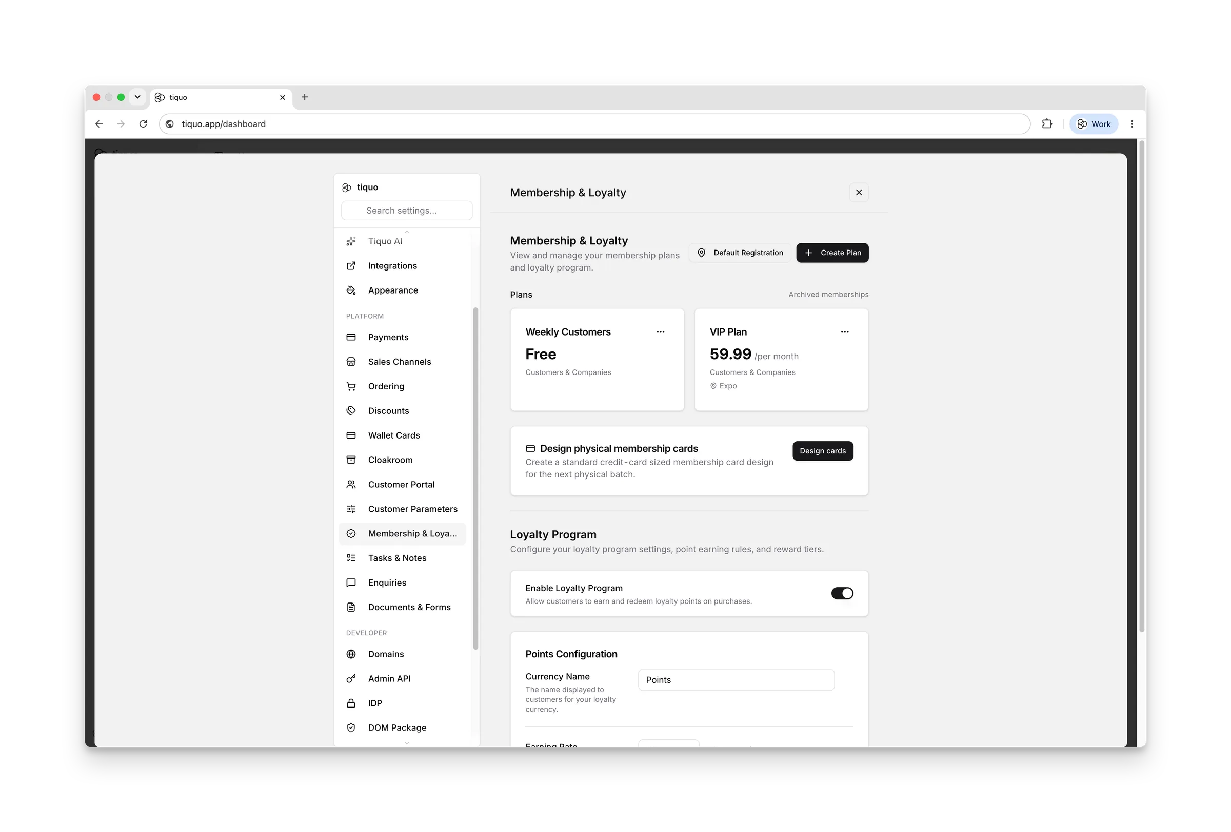 Tiquo member's club management platform